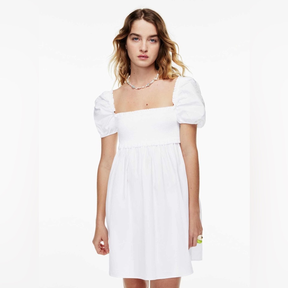 Aritzia Sunday Best White Hadley Puff Sleeve Babydoll Dress Size Large $88